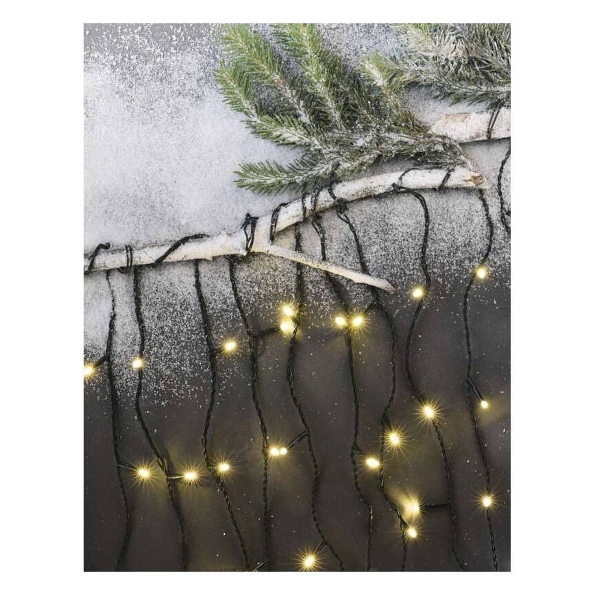 Guirnalda LED para exterior 200 LEDs/8 modos 8,6m IP44 blanco cálido