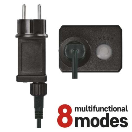 Guirnalda LED para exterior 200 LEDs/8 modos 8,6m IP44 blanco cálido