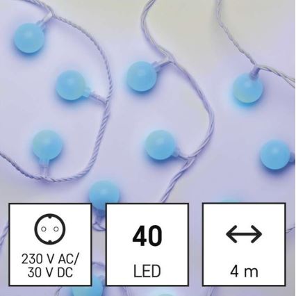 Guirnalda LED para exterior 40 LEDs/9 m IP44 azul