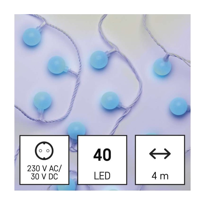 Guirnalda LED para exterior 40 LEDs/9 m IP44 azul