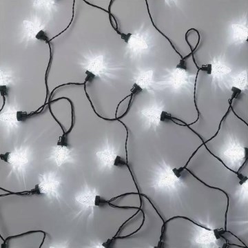 Guirnalda LED para exterior 50 LEDs/8 funciones 14,8 m IP44 blanco frío