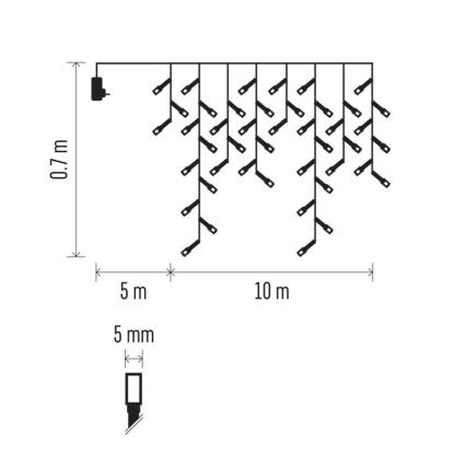 Guirnalda LED para exterior, 600 LEDs, 8 modos, 15 m, IP44, blanco frío