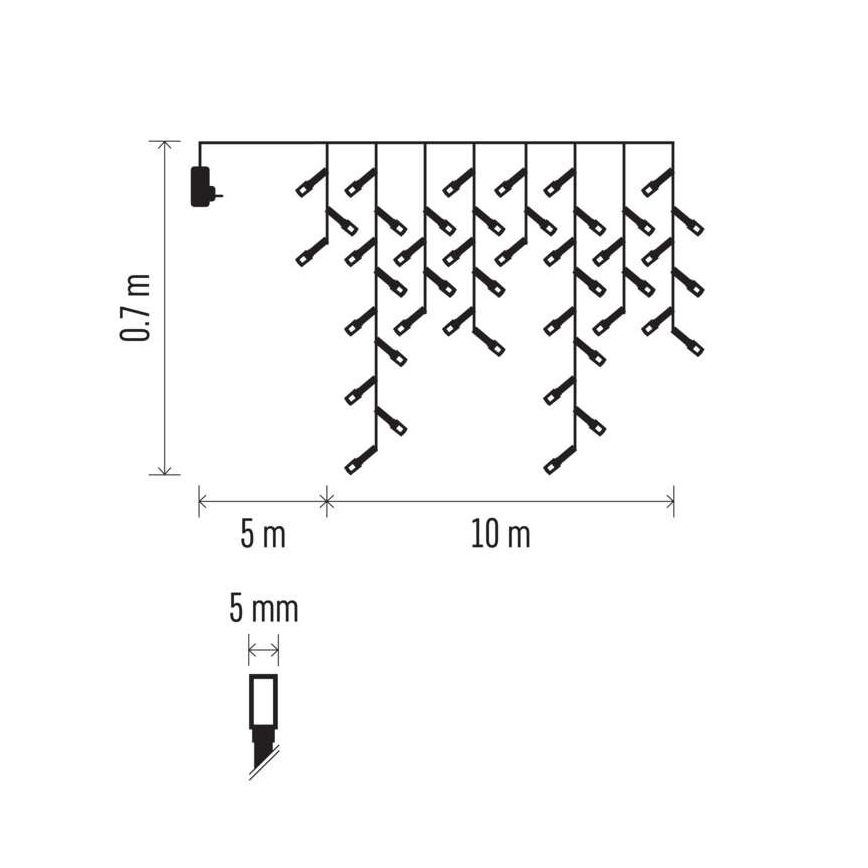 Guirnalda LED para exterior, 600 LEDs, 8 modos, 15 m, IP44, blanco frío