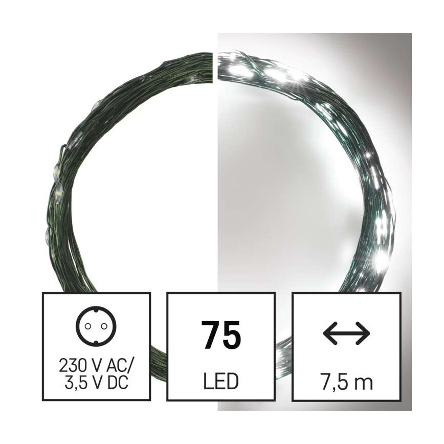 Guirnalda LED para exterior 75xLED/12,5m IP44 blanco frío