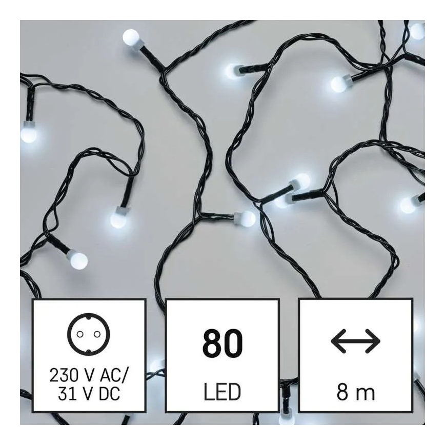 Guirnalda LED para exterior 80xLED/8 funciones 13m blanco frío IP44