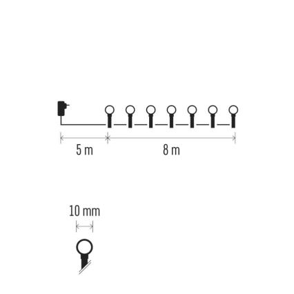 Guirnalda LED para exterior 80xLED/8 funciones 13m blanco frío IP44