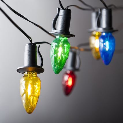 Guirnalda LED exterior CONE FILAMENT 20xE10 19m multicolor/blanco cálido IP44, Fabricado en la UE