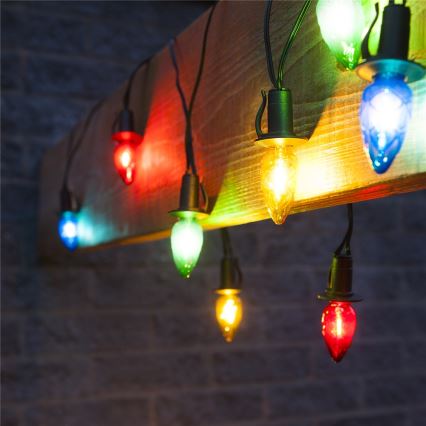 Guirnalda LED exterior CONE FILAMENT 20xE10 19m multicolor/blanco cálido IP44, Fabricado en la UE