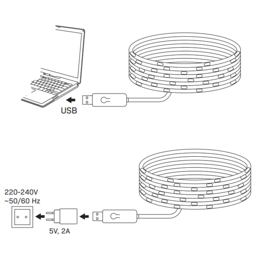 Guirnalda LED RGB / 10W / 5V / 10 m / USB + mando a distancia