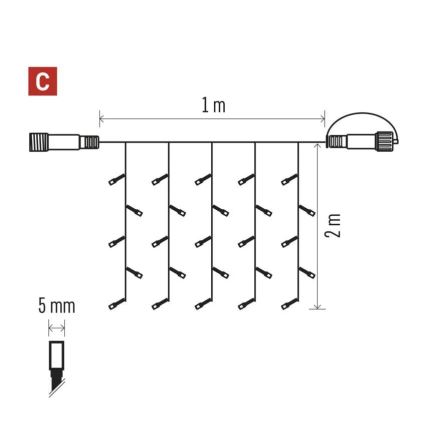 Guirnalda navideña LED para exterior 100xLED/1x2m IP44 blanco cálido