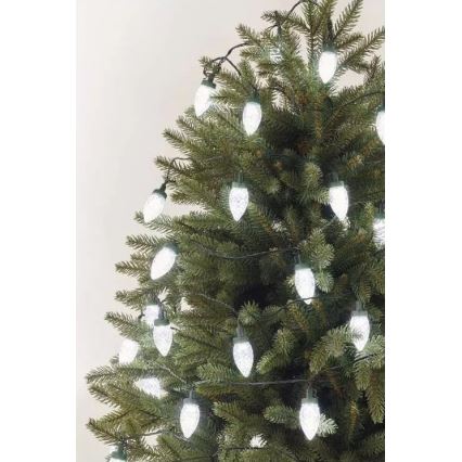 Guirnalda navideña LED para exterior, 50 LEDs, 8 funciones, 14,8 m, IP44, blanco frío