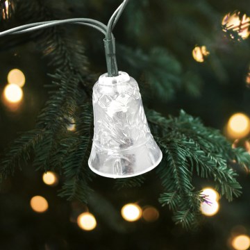 Guirnalda navideña LED para exteriores 20xLED/2xAA 2,2 m IP44 multicolor con cascabeles