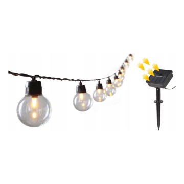 Guirnalda solar decorativa LED, 20 LEDs, 8 funciones, 500 mAh, 7,6 m, IP67, blanco cálido