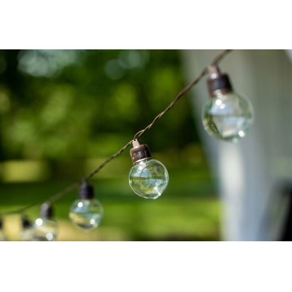 Guirnalda solar decorativa LED, 20 LEDs, 8 funciones, 500 mAh, 7,6 m, IP67, blanco cálido