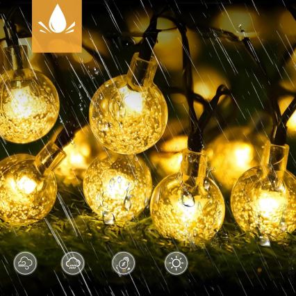 Guirnalda solar decorativa LED 30xLED/8 funciones 500 mAh 6,5 m IP67 blanco cálido