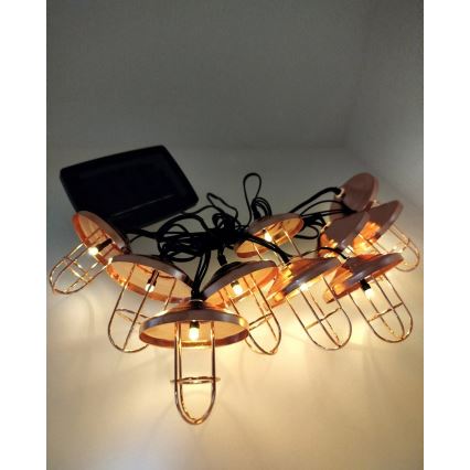 Guirnalda solar LED 10 LEDs, 1,2 V, 300 mAh, 3,8 m, IP44, color cobre