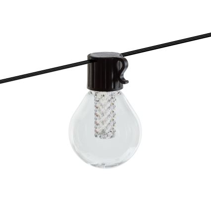 Guirnalda solar LED regulable 15xLED/1,5W/3,7/5V 2700-10000K 2200 mAh 9 m IP65 negra + mando a distancia