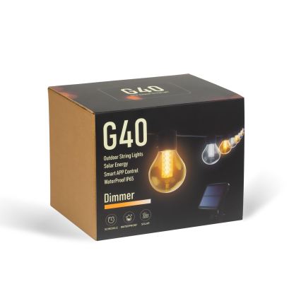 Guirnalda solar LED regulable 15xLED/1,5W/3,7/5V 2700-10000K 2200 mAh 9 m IP65 negra + mando a distancia