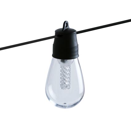 Guirnalda solar LED regulable 25xLED/1,5W/3,7/5V 2700-10000K 2200 mAh 15 m IP65 negra + mando a distancia