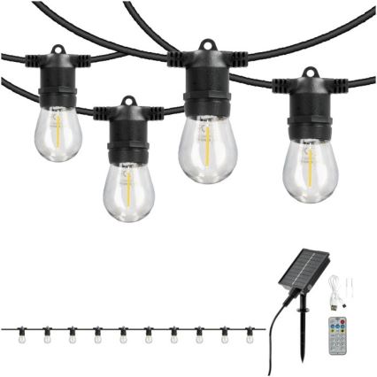 Guirnalda decorativa solar LED regulable STARLIGHT NEO 10xE27/3,7V 2700K IP54 1200 mAh 11,5m + mando a distancia