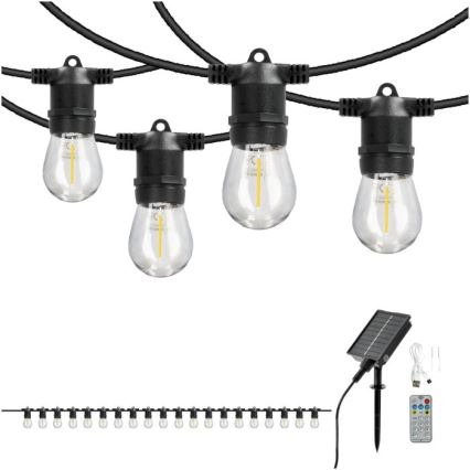 Guirnalda decorativa solar LED regulable STARLIGHT NEO 20xE27/3,7V 2700K IP54 1200 mAh 11,5 m + mando a distancia