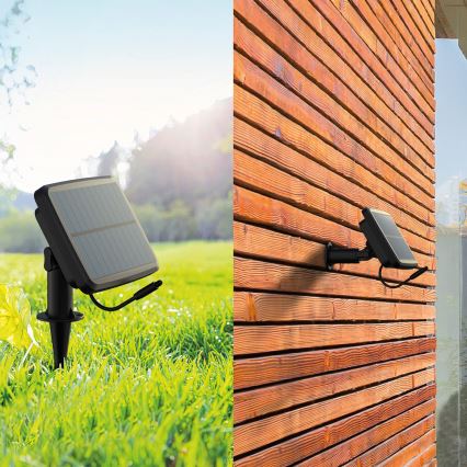 Guirnalda solar LED RGBIC regulable, 30 LEDs, 1,3 W, 3,7/5 V, batería 2200 mAh, 14,37 m, IP65, negro + mando a distancia