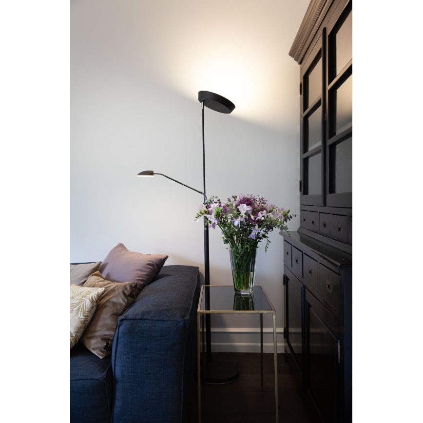 Halo Design 716067 - Lámpara de pie LED regulable VEGAS LED/20W/230V + LED/5W negro/cromo brillante