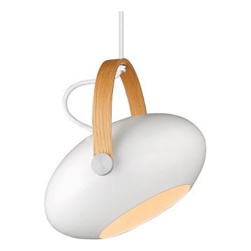 Halo Design 734337 - Lámpara colgante con cable DC 1xE27/40W/230V diámetro 26 cm blanco/roble