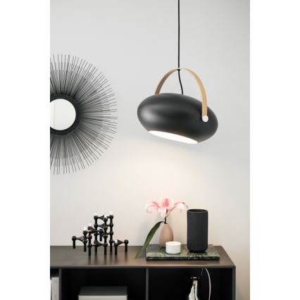 Halo Design 734382 - Lámpara colgante con cable DC, 1xE27/40W/230V, Ø 40 cm, negro/roble