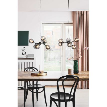 Halo Design 736553 - Lámpara colgante con cable ATOM 6xG9/28W/230V diámetro 45 cm negro/negro ahumado