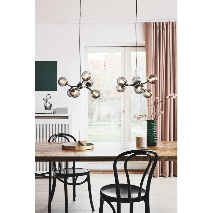 Halo Design 736553 - Lámpara colgante con cable ATOM 6xG9/28W/230V diámetro 45 cm negro/negro ahumado