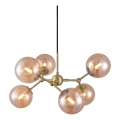 Halo Design 738830 - Lámpara colgante con cable ATOM 6xG9/28W/230V Ø 57 cm latón/beige ahumado