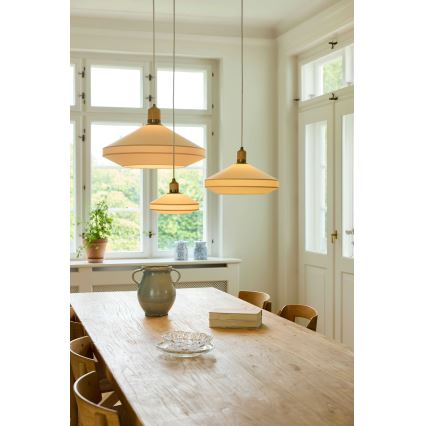 Halo Design 744091 - Lámpara colgante con cable PARIS 1xE14/40W/230V Ø 24 cm crema/latón/roble