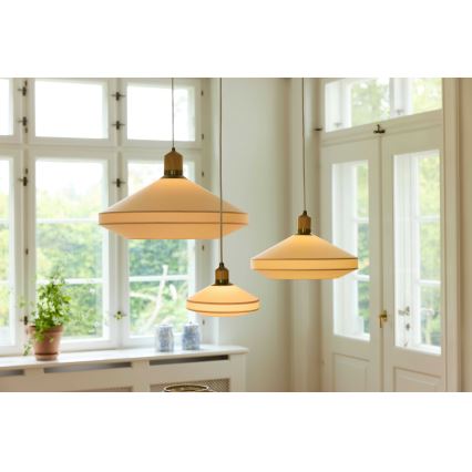 Halo Design 744091 - Lámpara colgante con cable PARIS 1xE14/40W/230V Ø 24 cm crema/latón/roble