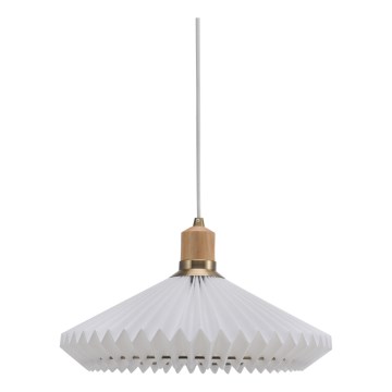 Halo Design 744169 - Lámpara colgante PARIS con cable 1xE27/60W/230V Ø 40 cm blanco/latón/roble