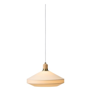Halo Design 744206 - Lámpara colgante con cable PARIS 1xE27/60W/230V diámetro 40 cm crema/latón/roble