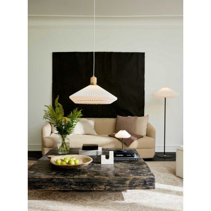 Halo Design 744268 - Lámpara colgante con cable PARIS 1xE27/60W/230V diámetro 56 cm blanco/latón/roble