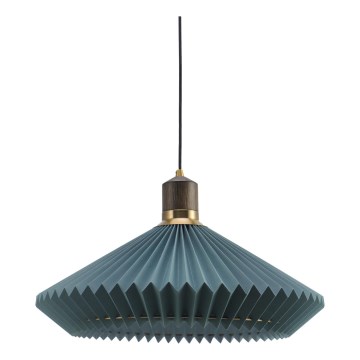Halo Design 744275 - Lámpara colgante PARIS con cable 1xE27/60W/230V diámetro 56 cm azul/latón/roble