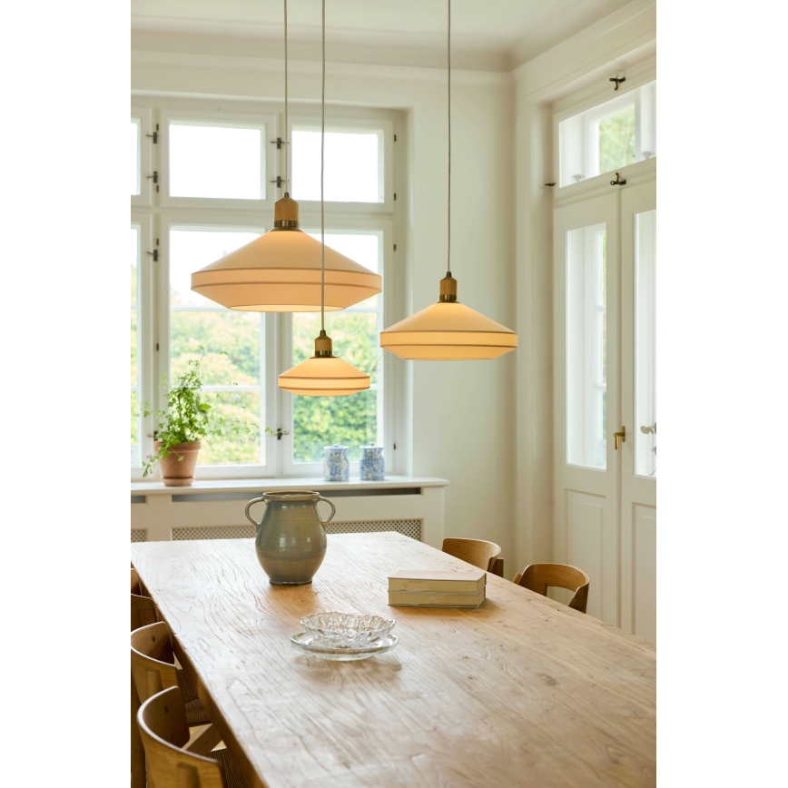 Halo Design 744305 - Lámpara de suspensión con cable PARIS 1xE27/40W/230V Ø 56 cm crema/latón/roble