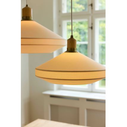 Halo Design 744305 - Lámpara de suspensión con cable PARIS 1xE27/40W/230V Ø 56 cm crema/latón/roble