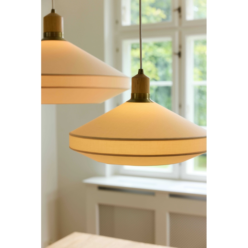 Halo Design 744305 - Lámpara de suspensión con cable PARIS 1xE27/40W/230V Ø 56 cm crema/latón/roble