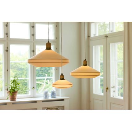 Halo Design 744305 - Lámpara de suspensión con cable PARIS 1xE27/40W/230V Ø 56 cm crema/latón/roble