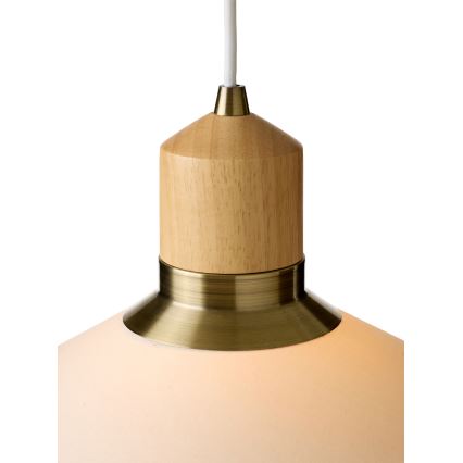 Halo Design 744305 - Lámpara de suspensión con cable PARIS 1xE27/40W/230V Ø 56 cm crema/latón/roble