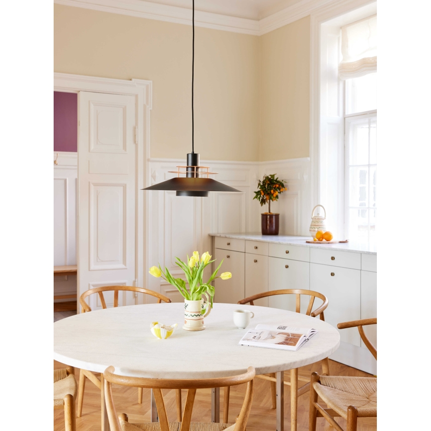 Halo Design 744503 - Lámpara colgante con cable RIVOLI 1xE27/40W/230V Ø 50 cm negra/cobre