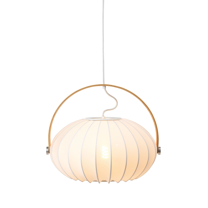 Halo Design 746347 - Lámpara colgante suspendida por cable DC 1xE27/40W/230V, diámetro 40 cm, blanco/roble