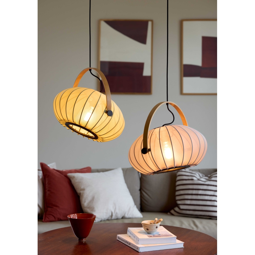 Halo Design 746361 - Lámpara colgante con cable DC 1xE27/40W/230V Ø 40 cm verde/roble