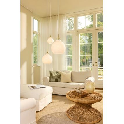 Halo Design 747993 - Lámpara colgante con cable TOSCANA 1xE27/40W/230V Ø 27 cm crema/latón