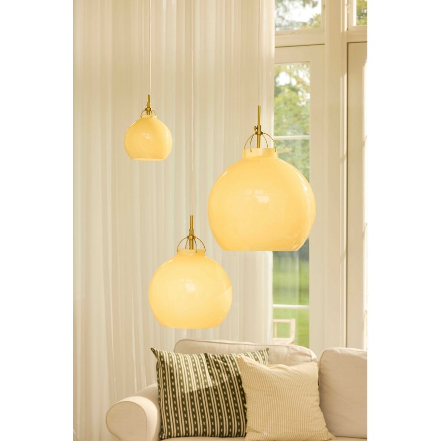 Halo Design 748006 - Lámpara colgante con cable TOSCANA 1xE27/40W/230V, diámetro 27 cm, beige/latón