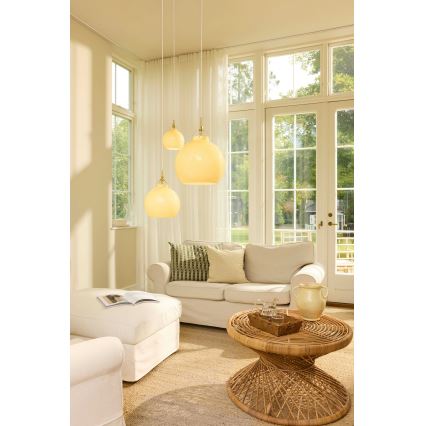 Halo Design 748006 - Lámpara colgante con cable TOSCANA 1xE27/40W/230V, diámetro 27 cm, beige/latón