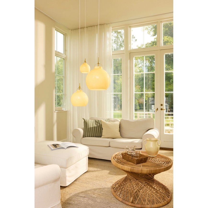 Halo Design 748006 - Lámpara colgante con cable TOSCANA 1xE27/40W/230V, diámetro 27 cm, beige/latón